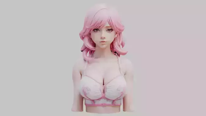 Pink Hair Teen Bust Model