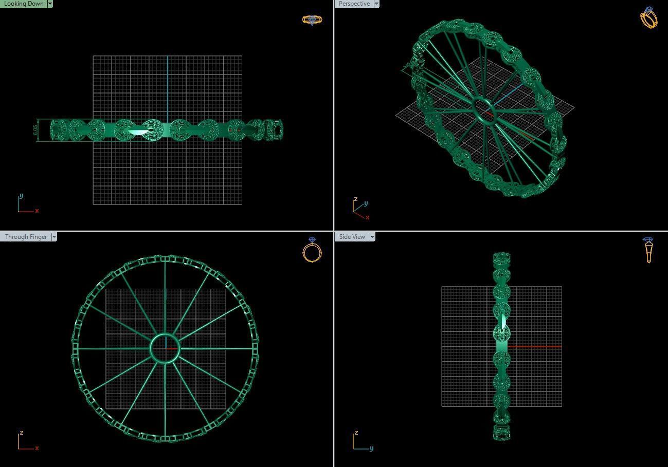 Beautiful Arabic Bangle - In 4 sizes 3D print model_4
