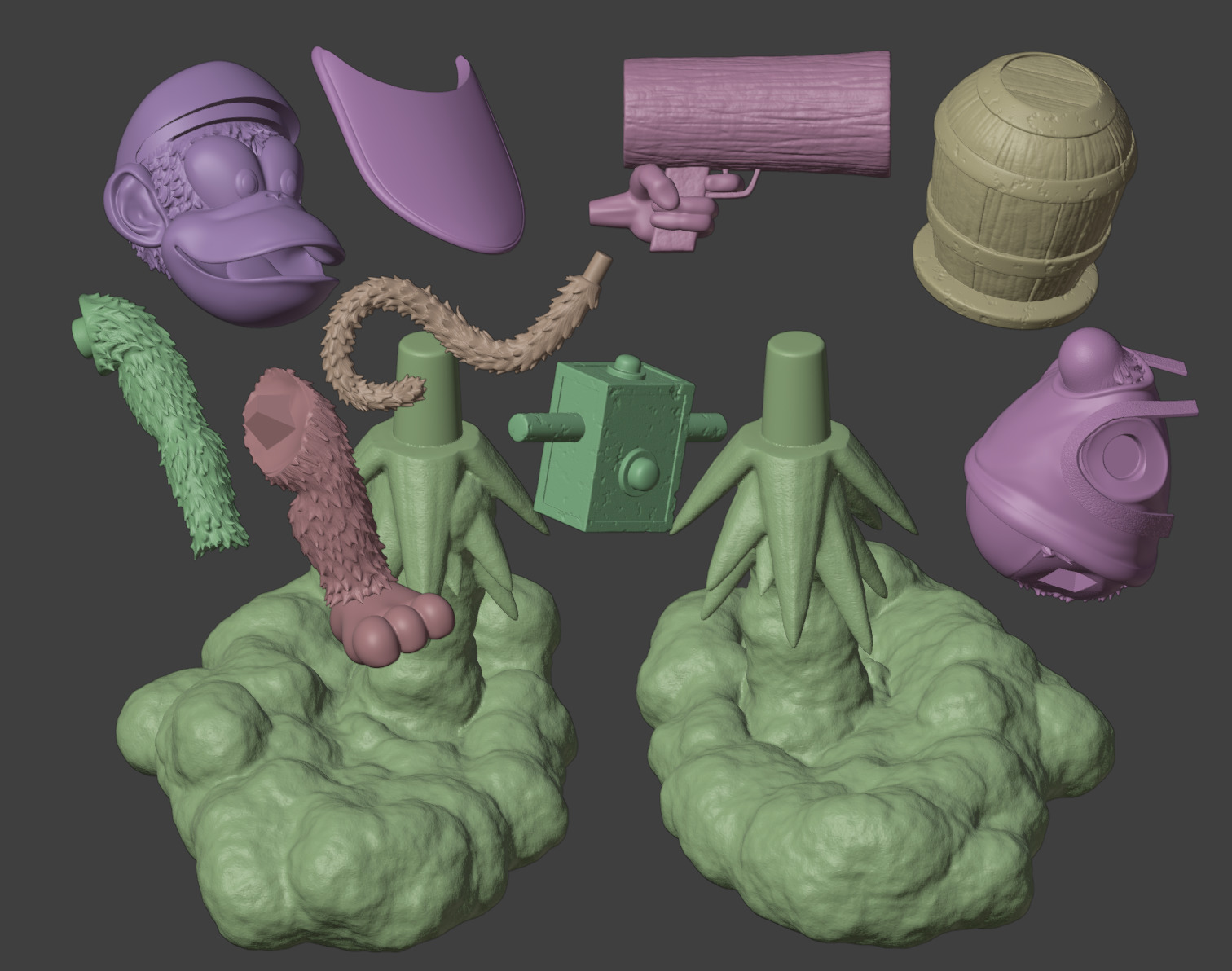 Diddy Kong Jet Pack and Peanuts guns from Donkey Kong 64 3D print model_7