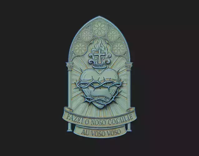 heart crown flame thorn cnc artcam inri Jesus aura gothic 