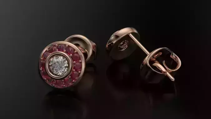 Luxury gemstone stud earrings  Round diamond cluster earrings