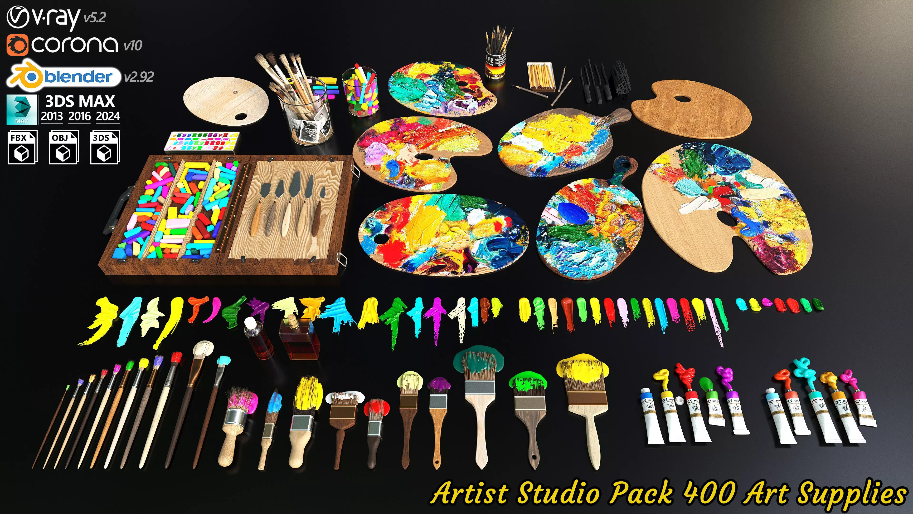 Artist Studio Pack 400 - Art Supplies 3D model