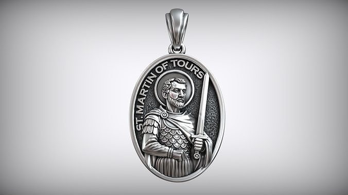 Saint Martin of Tours Medal with Sword and Roman Armor 3D print model