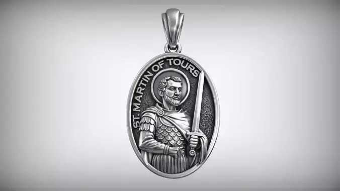 Saint Martin of Tours Medal with Sword and Roman Armor 3D print model
