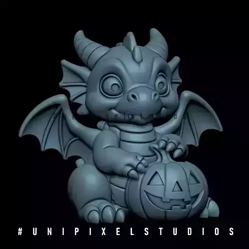 Cute Dragon and jack o lantern Halloween STL