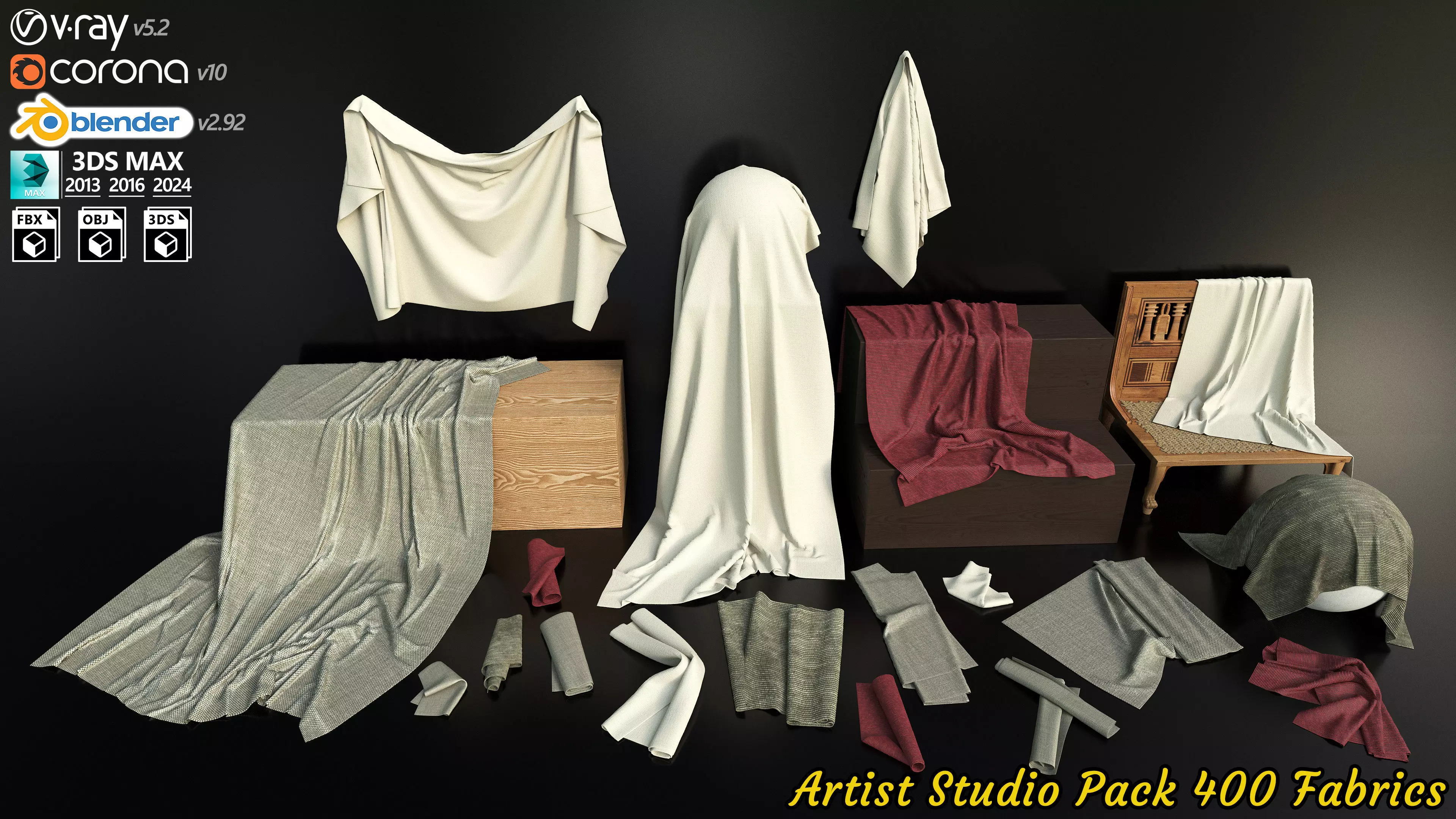 Artist Studio Pack 400 - Fabrics 3D model_0