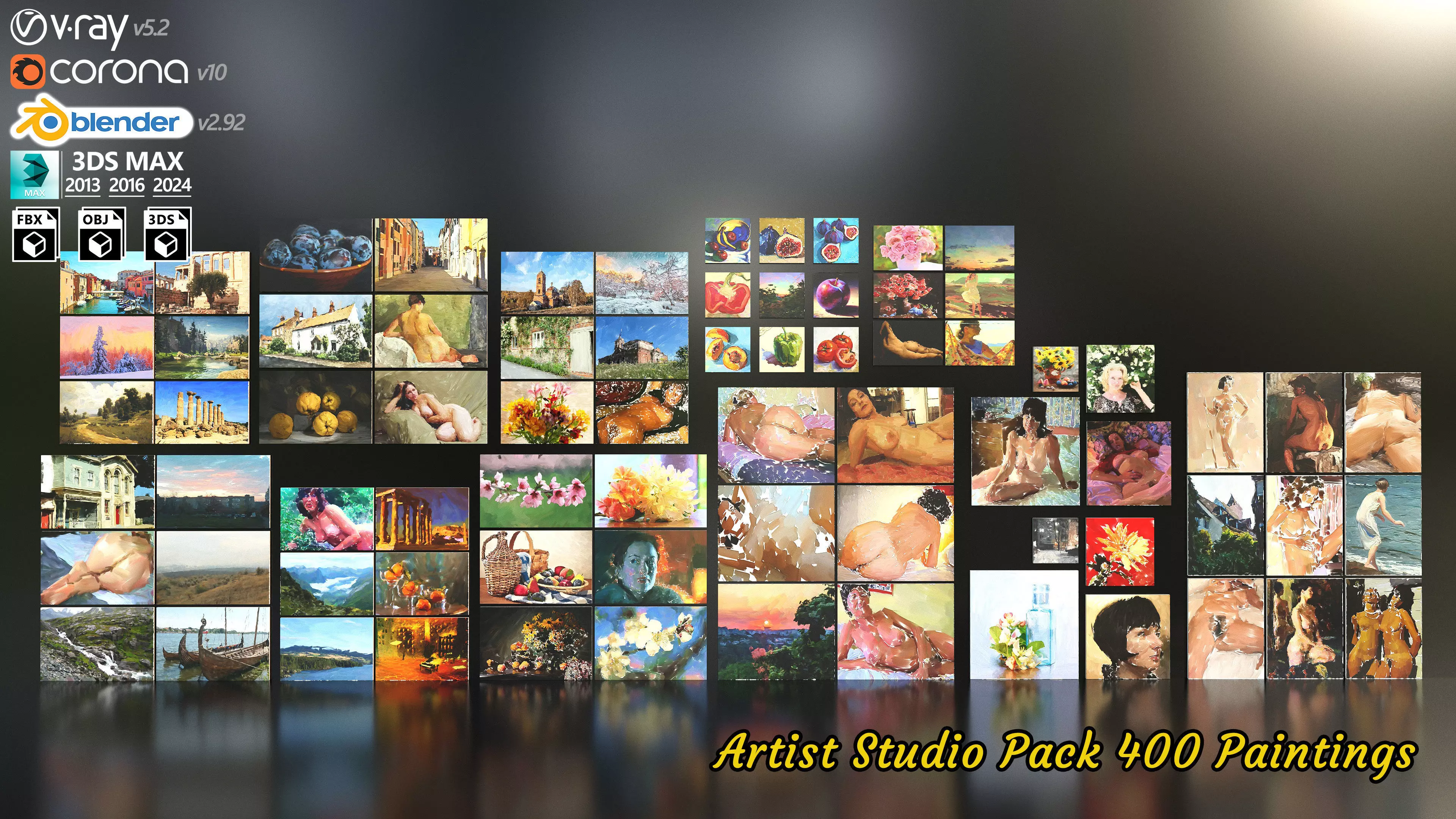 Artist Studio Pack 400 - Paintings 3D model