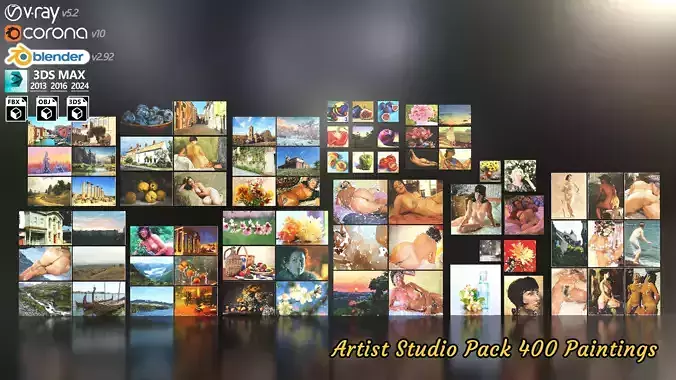 Artist Studio Pack 400 - Paintings 3D model