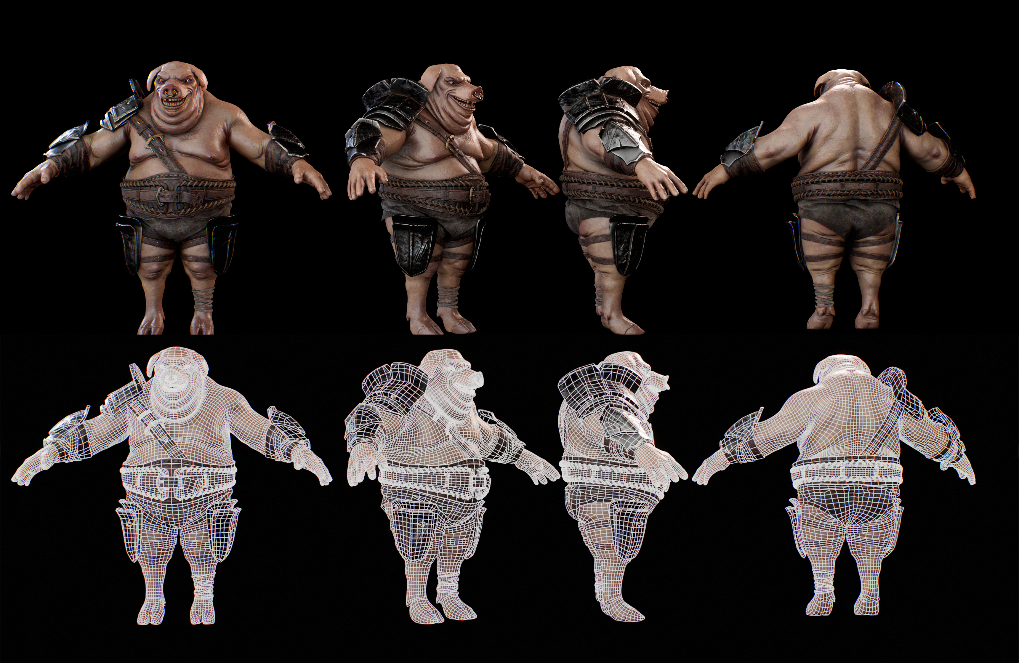 Realistic Hog 3D Character - Game Ready Rigged Low-poly 3D model Low-poly 3D model_12