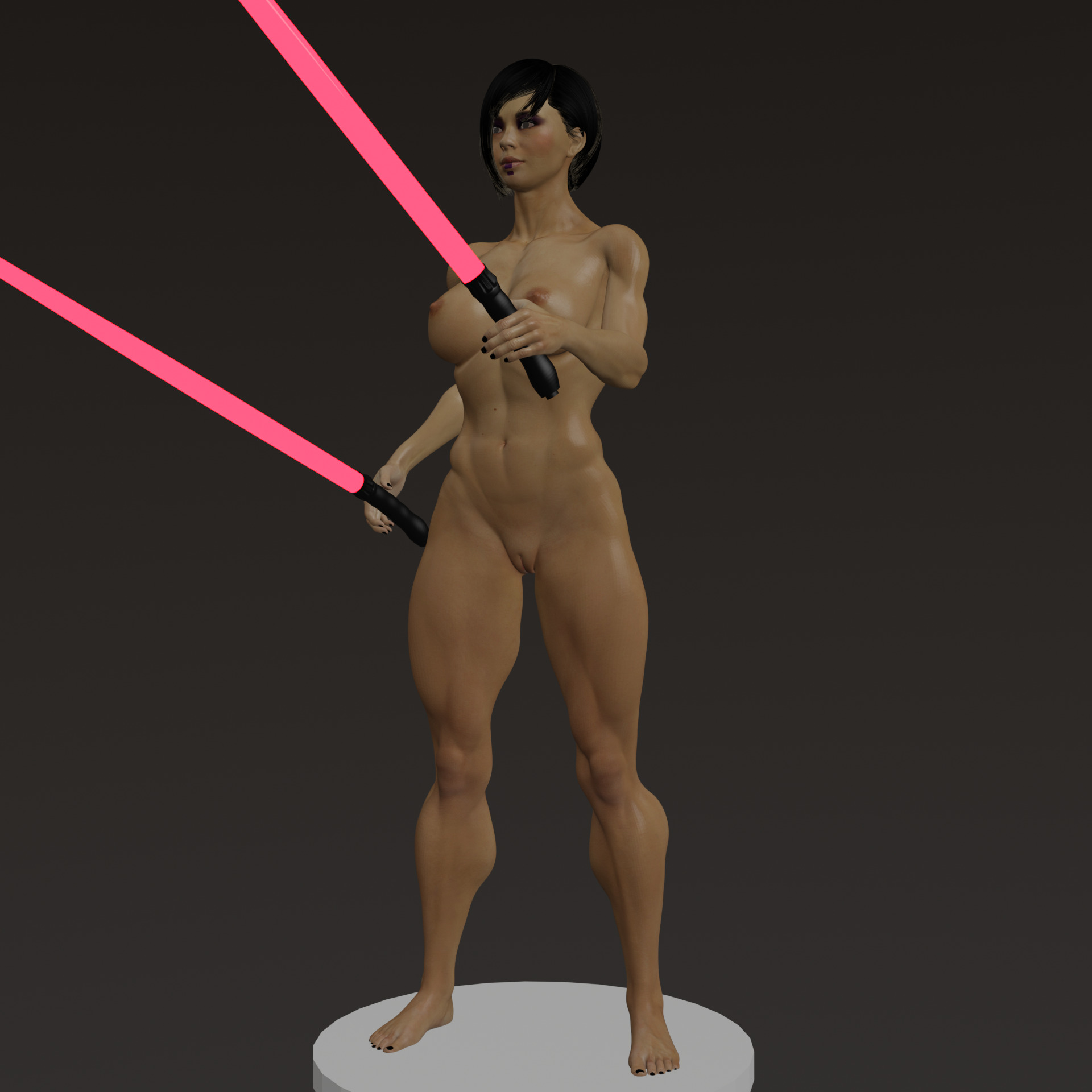 Female Dark Side Warrior STL 3D print model_1
