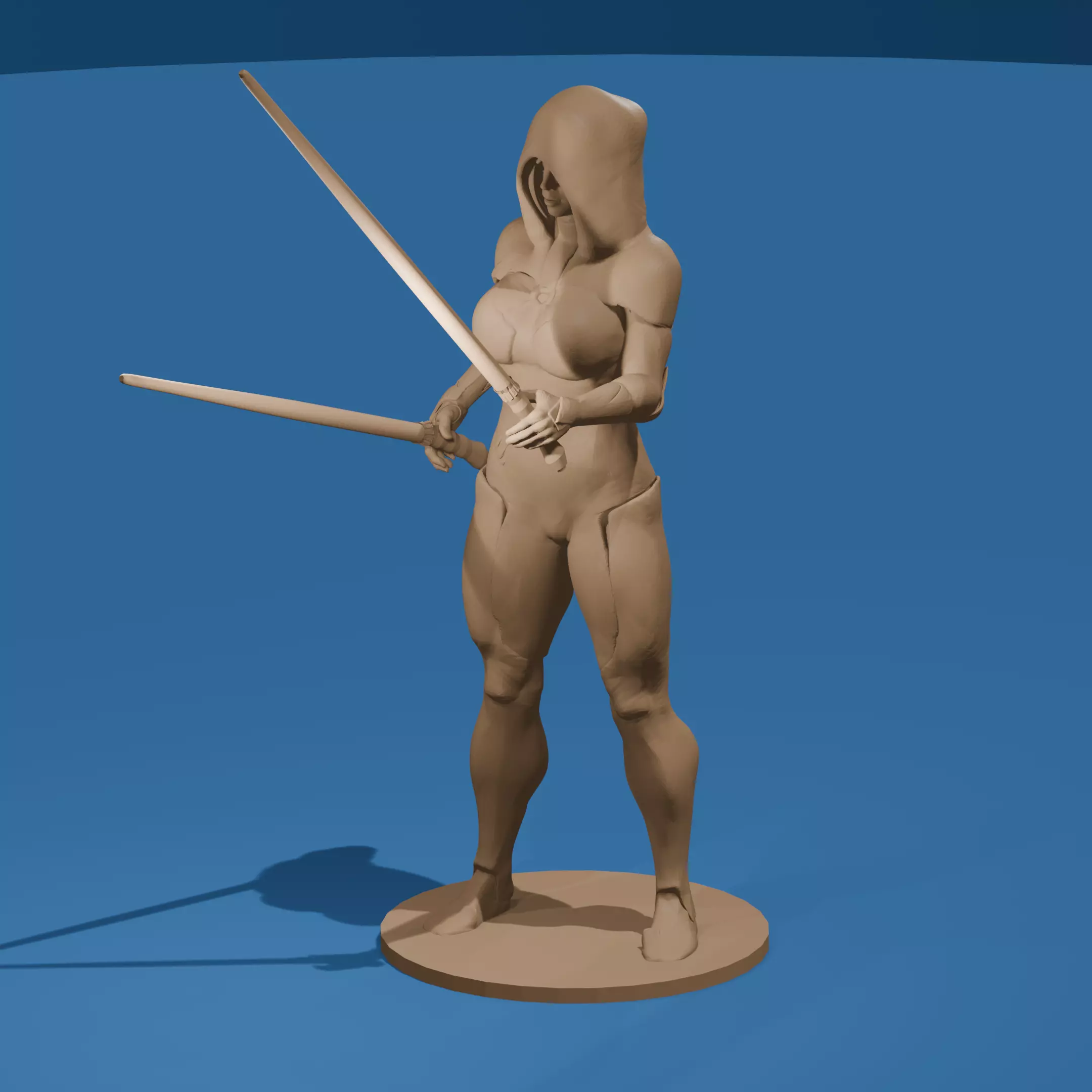 Female Dark Side Warrior STL 3D print model_0
