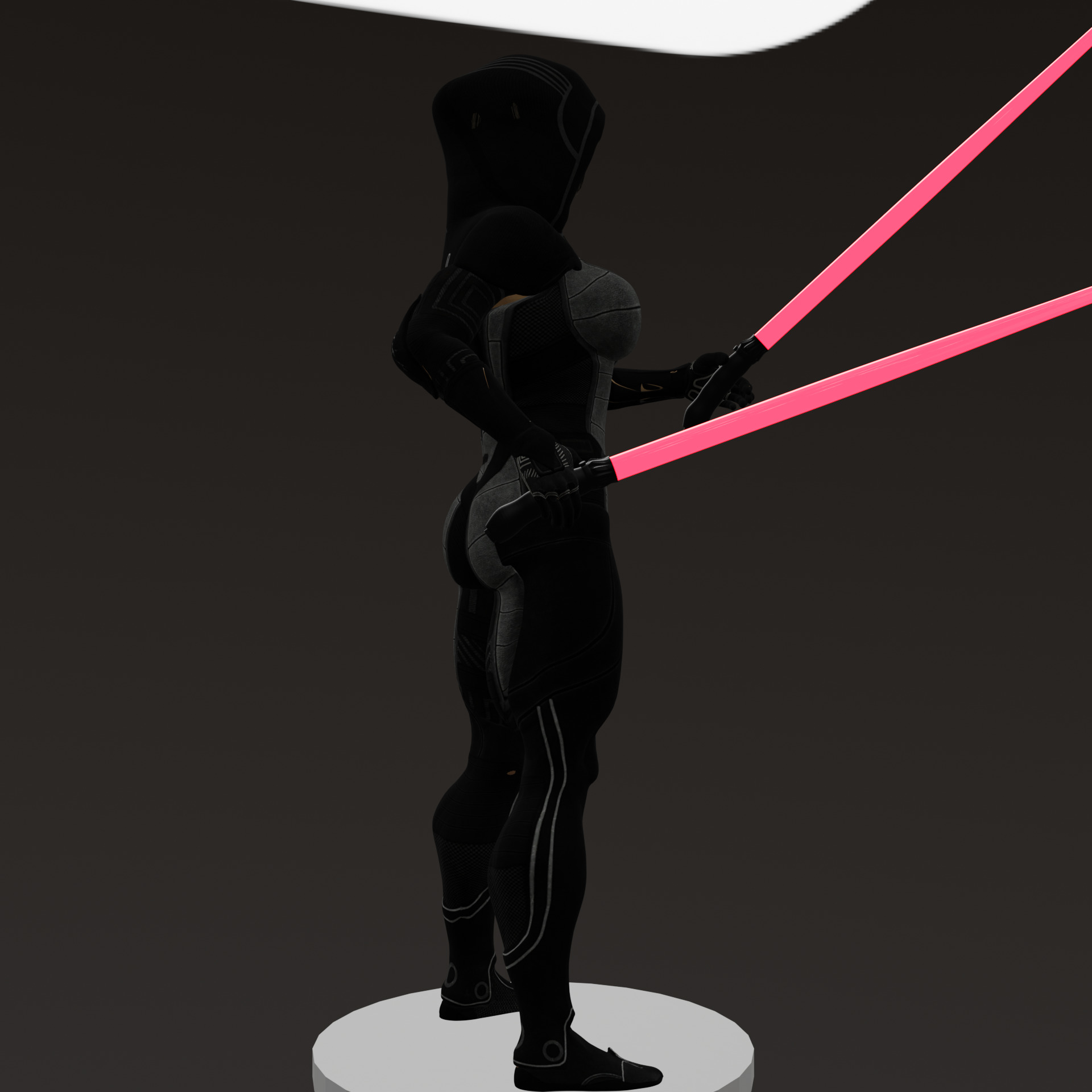 Female Dark Side Warrior STL 3D print model_8