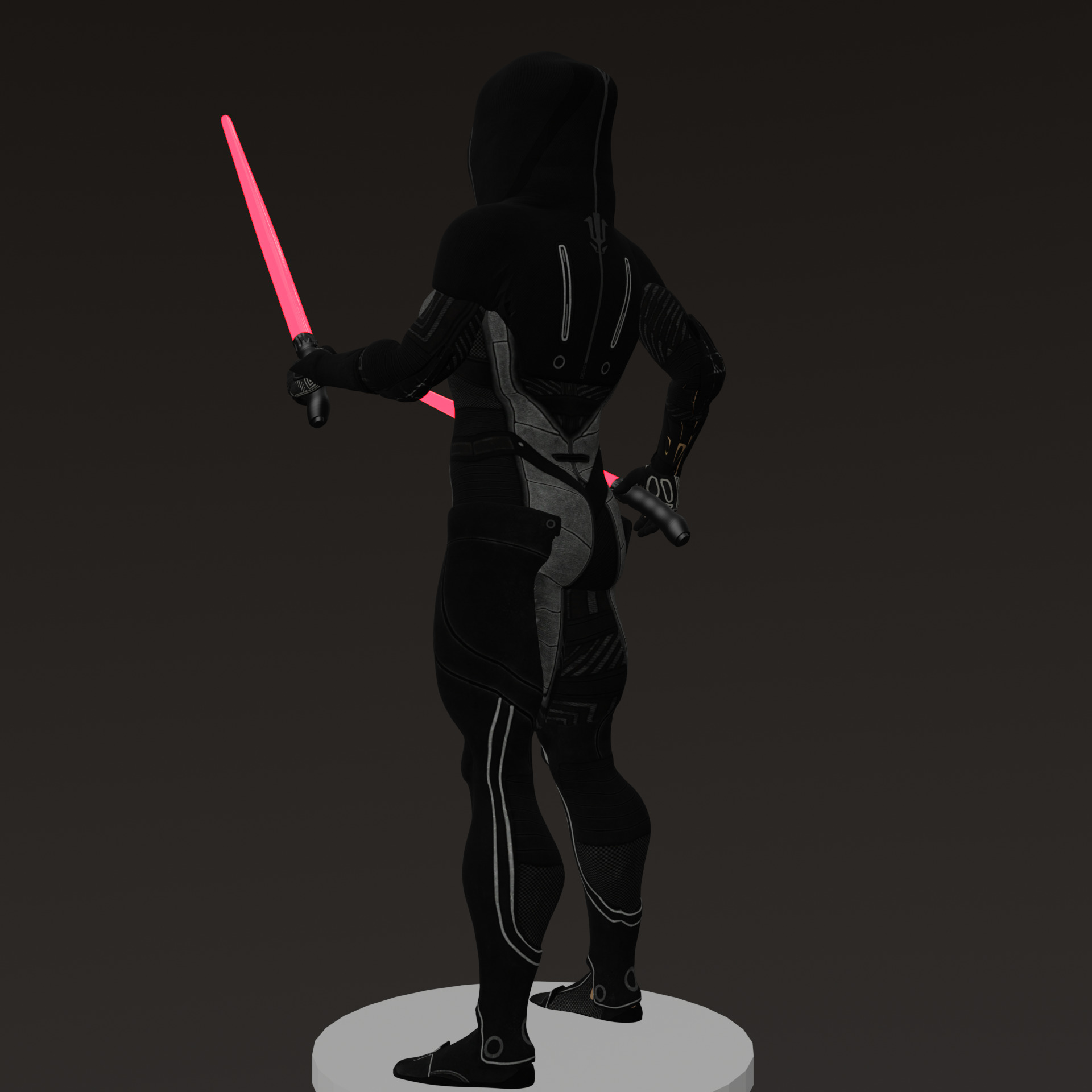 Female Dark Side Warrior STL 3D print model_6