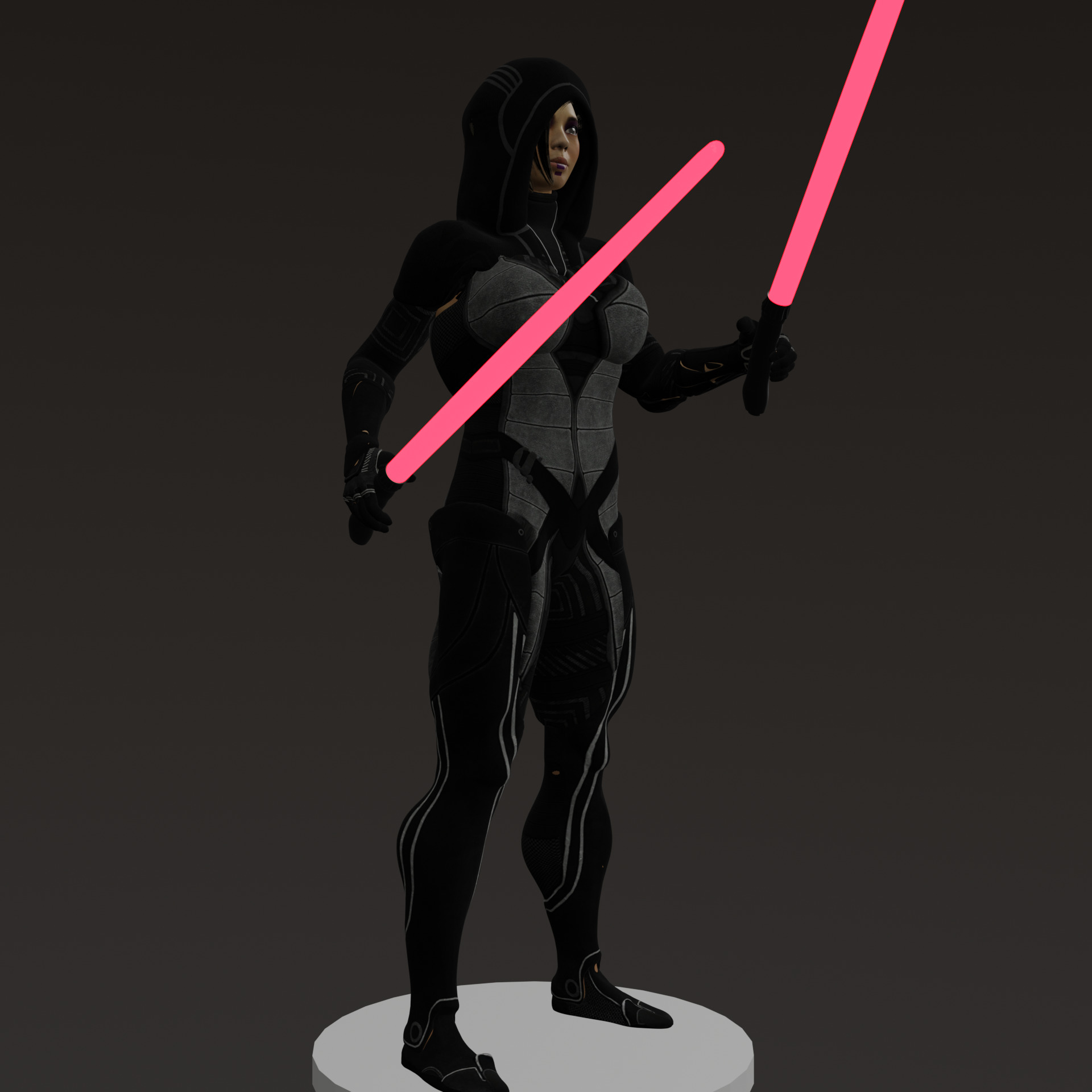 Female Dark Side Warrior STL 3D print model_9