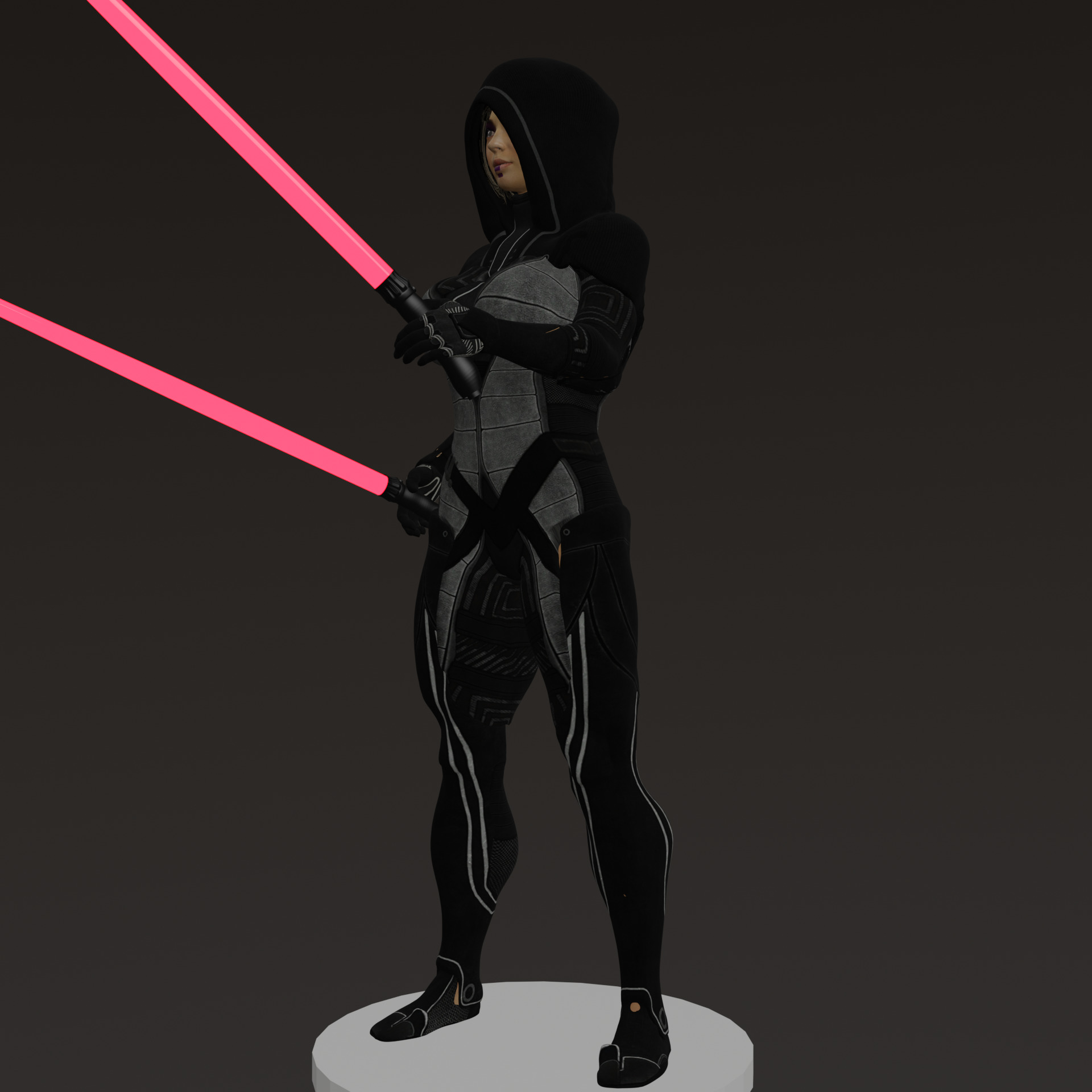 Female Dark Side Warrior STL 3D print model_5