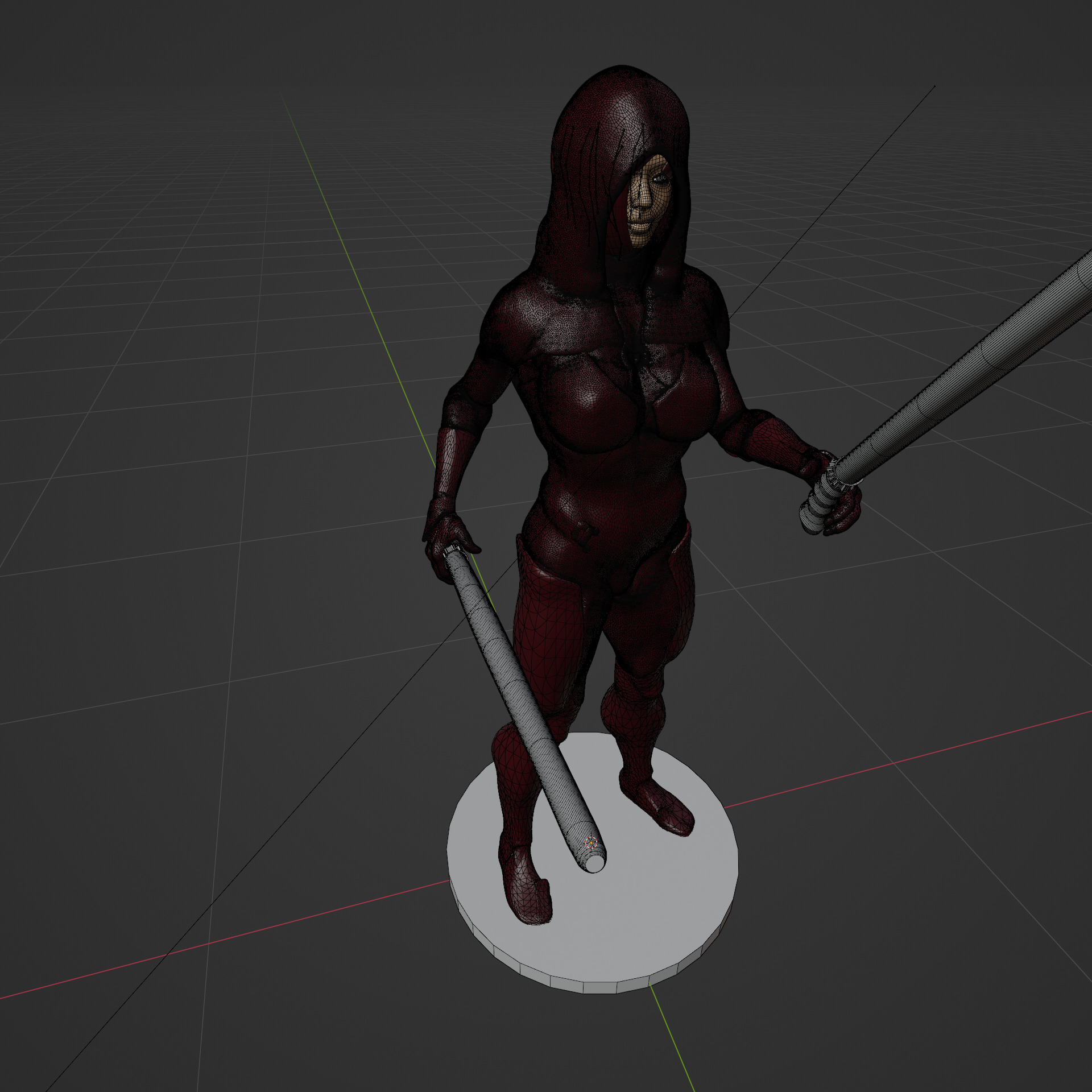 Female Dark Side Warrior STL 3D print model_3