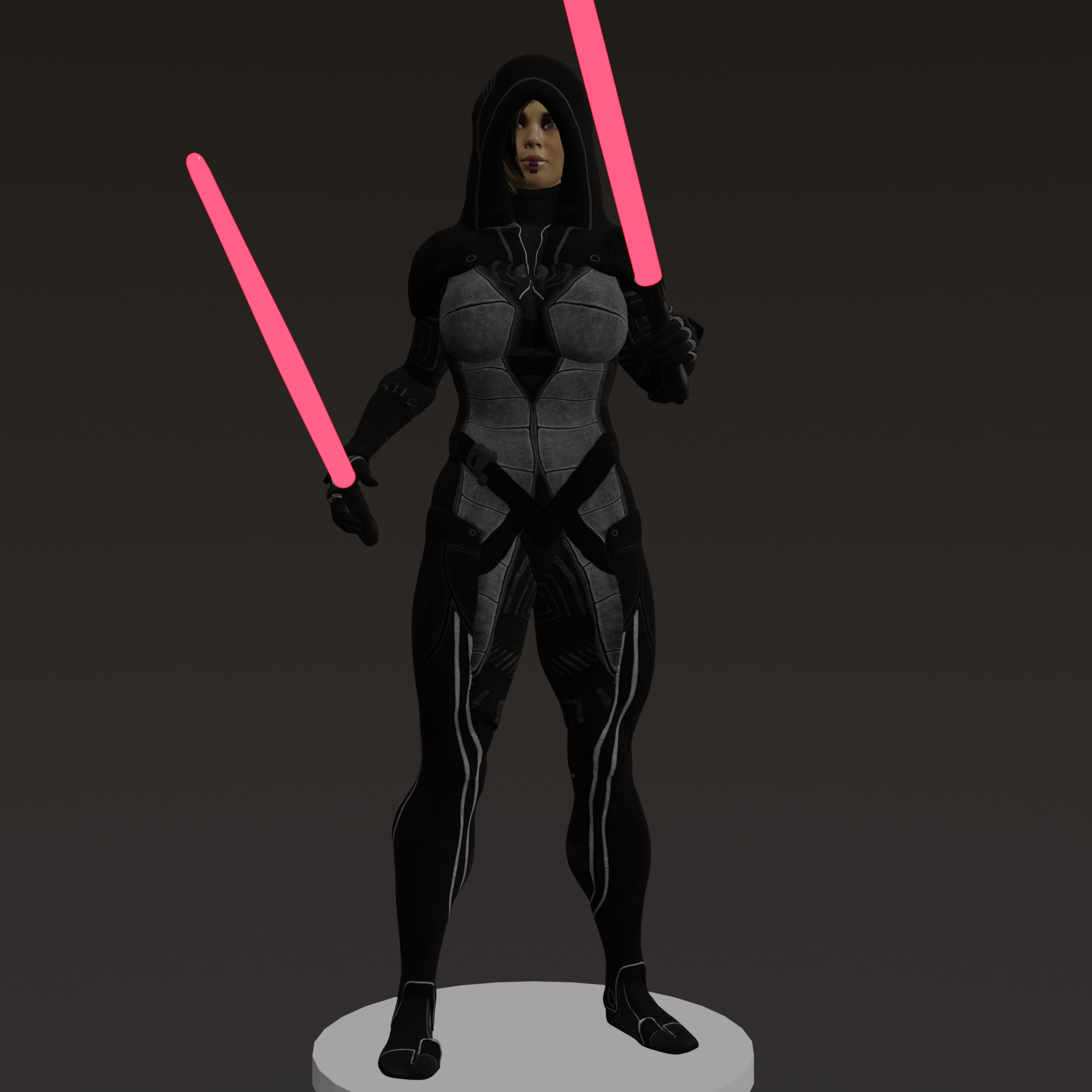 Female Dark Side Warrior STL 3D print model_4