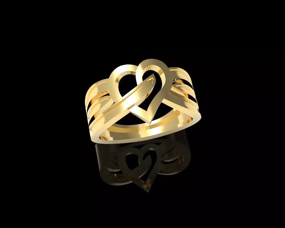 Heart Engagement Ring 3D print model_0