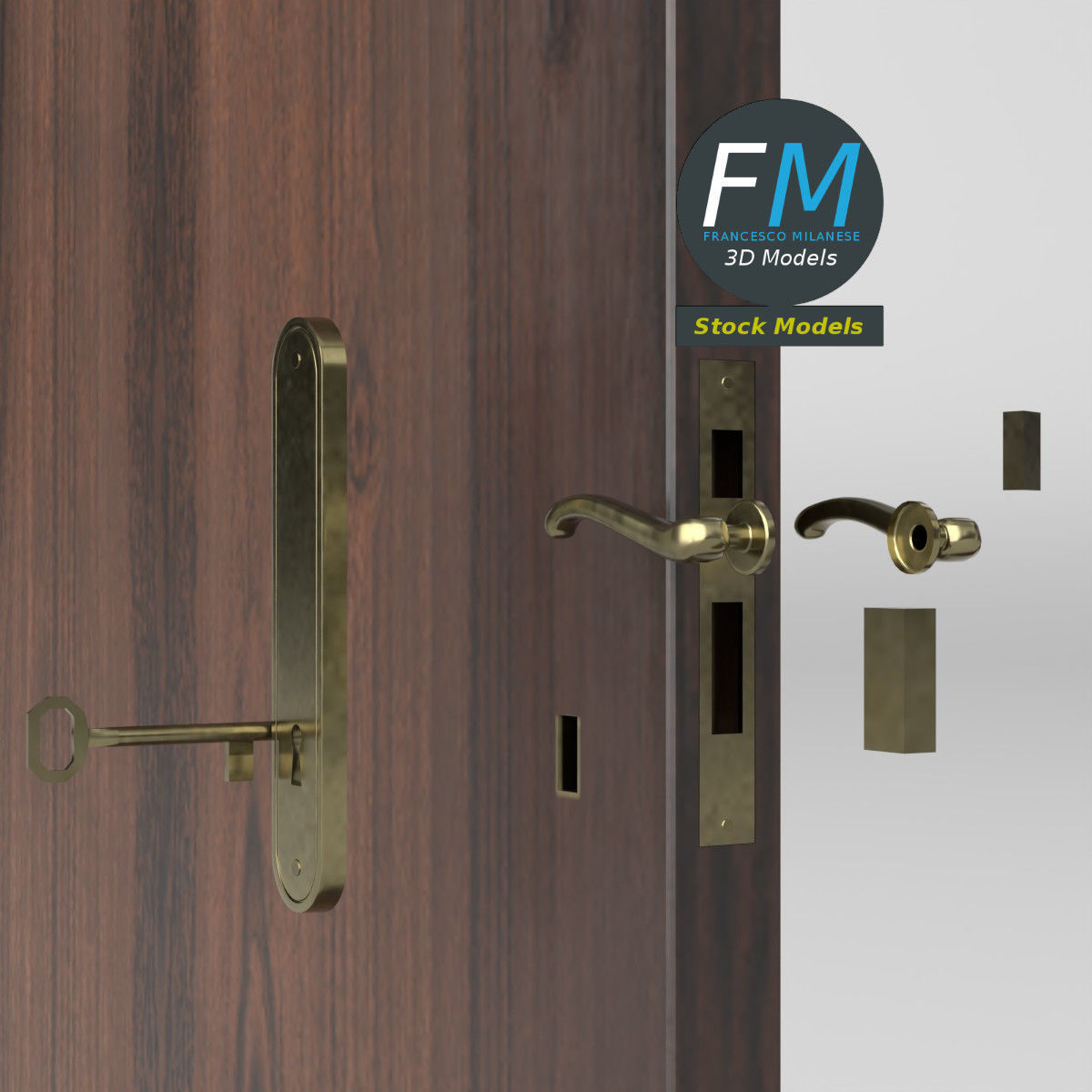 Wooden interior door 3D model_4