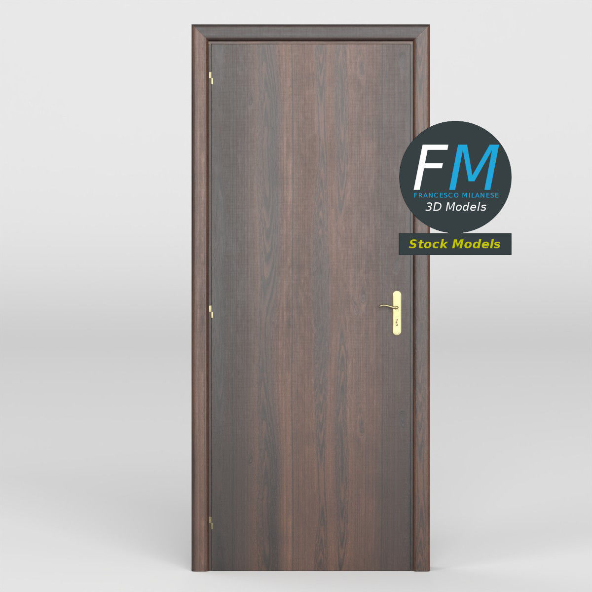 Wooden interior door 3D model_3