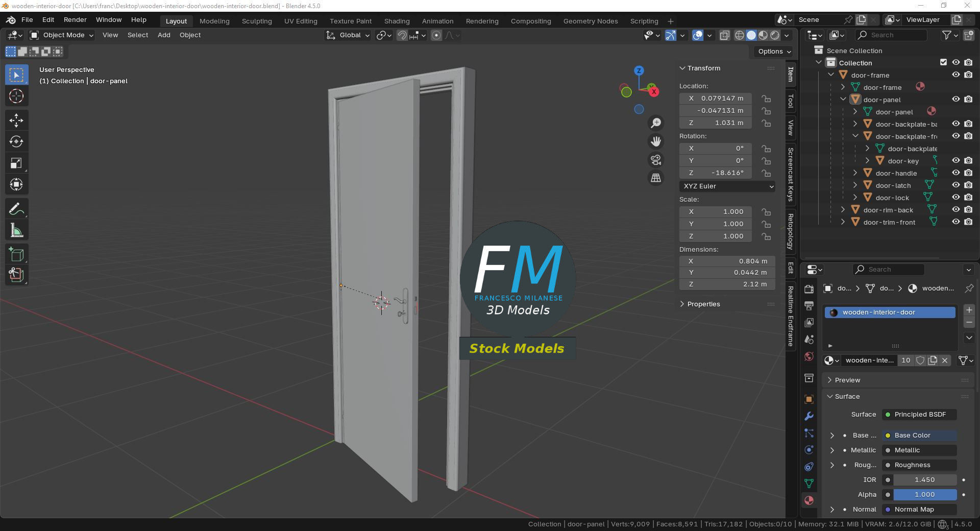 Wooden interior door 3D model_9