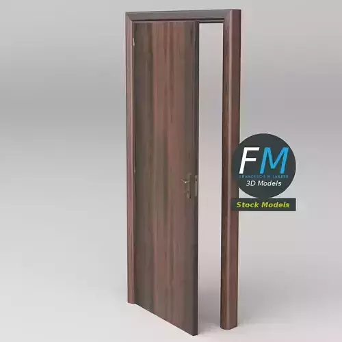 Wooden interior door 3D model