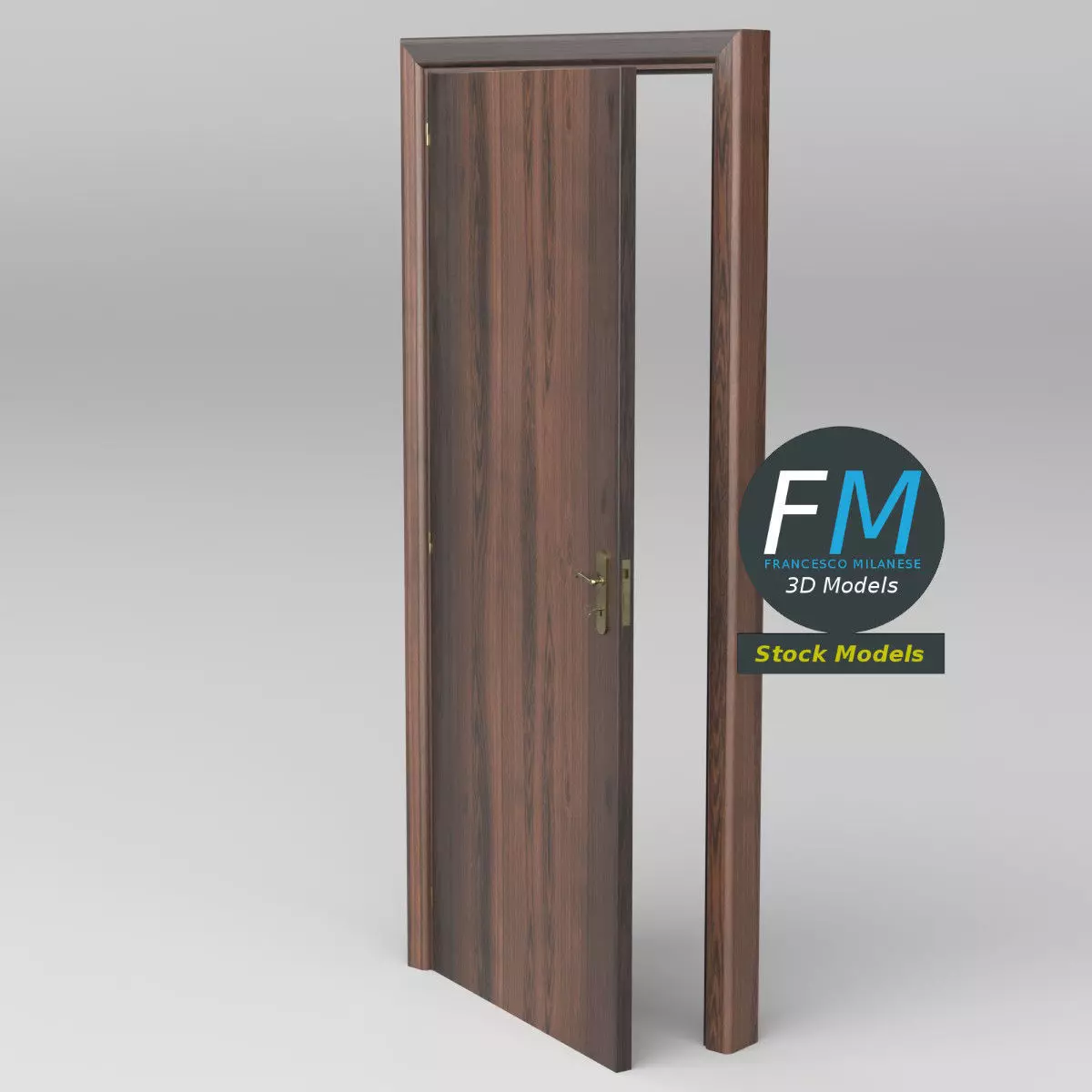 Wooden interior door 3D model_0