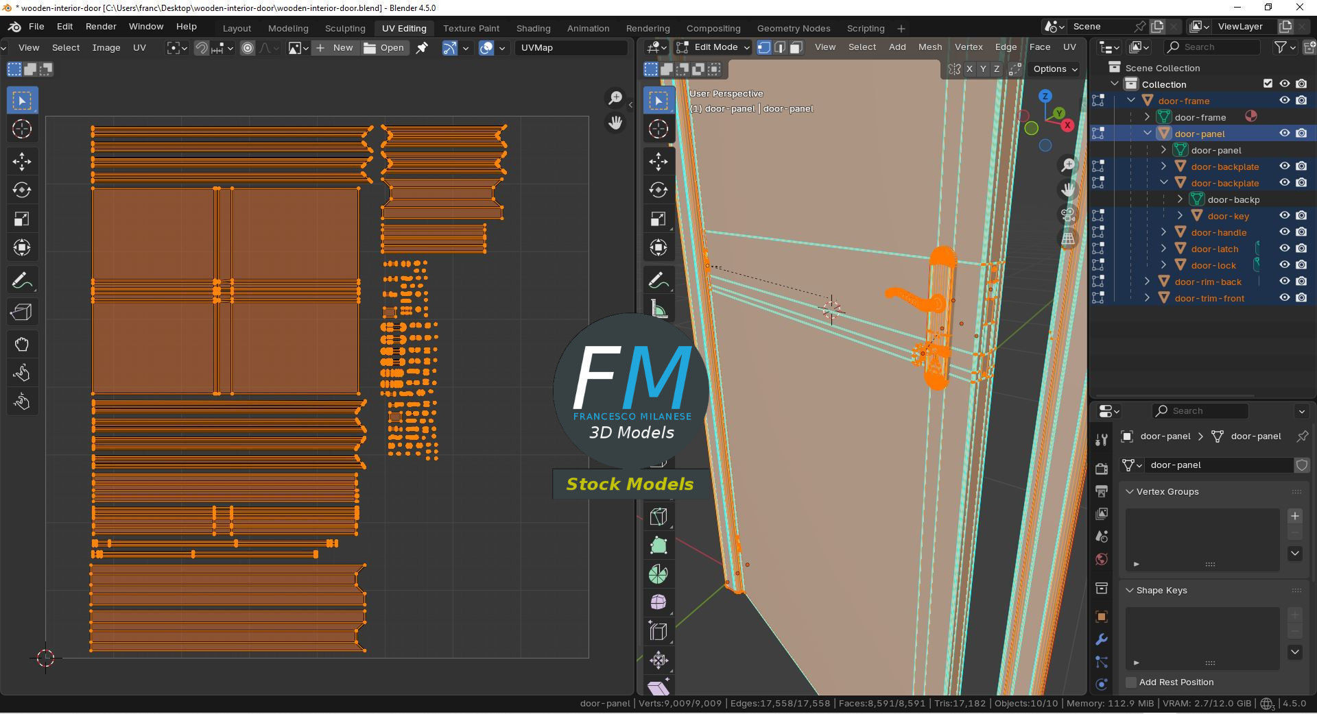 Wooden interior door 3D model_10