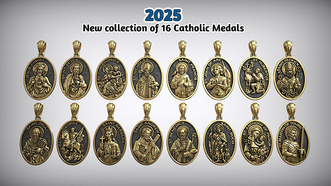 Catholic Saints Medal 16 Gold Religious Pendants Collection 