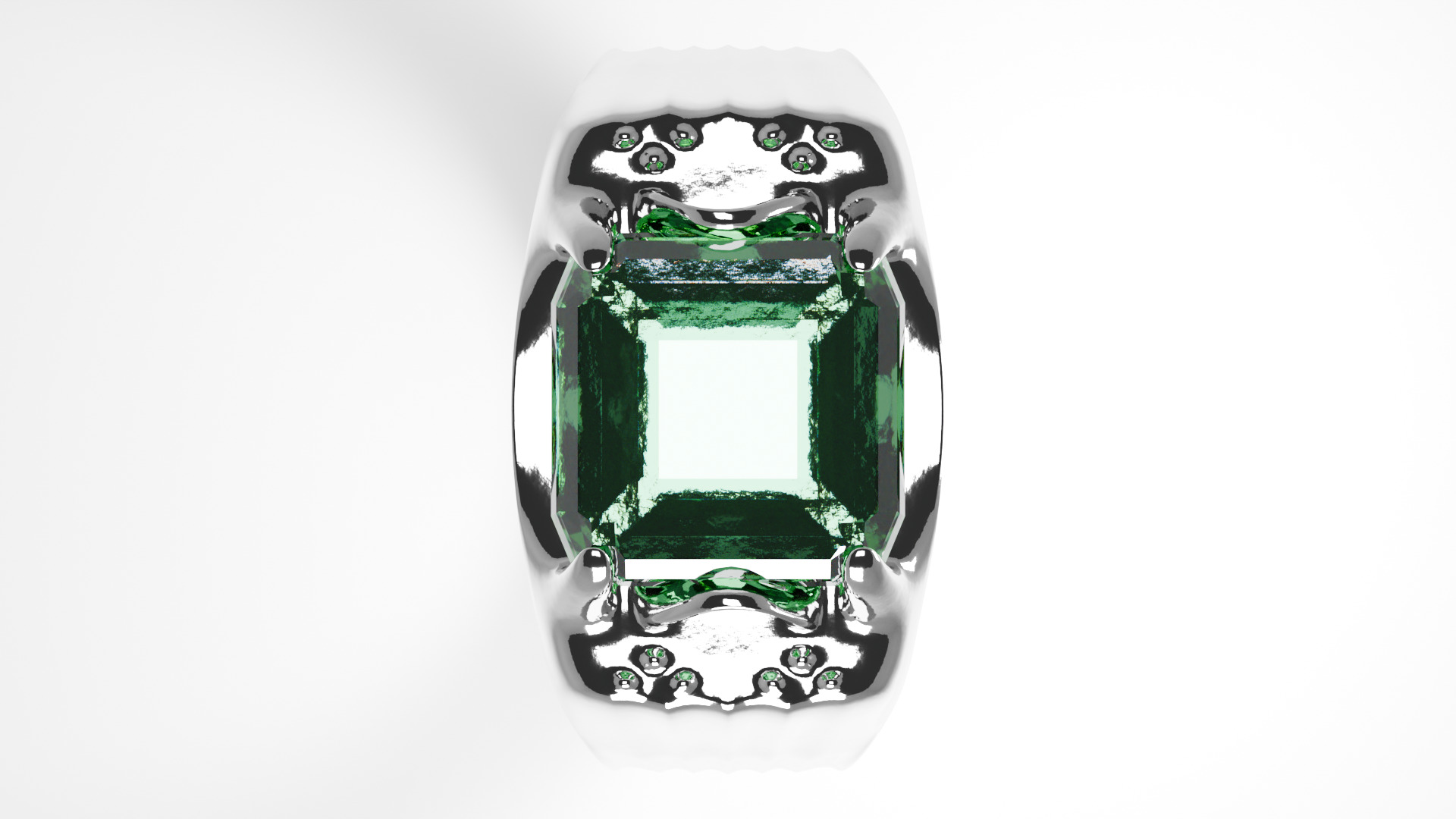 Emerald Signet Ring Low-poly 3D model_3