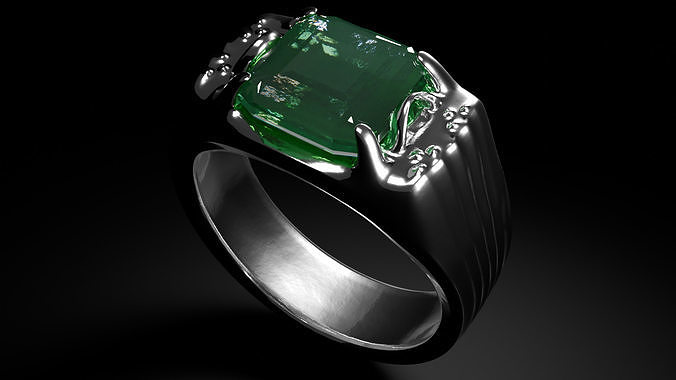Emerald Signet Ring Low-poly 3D model
