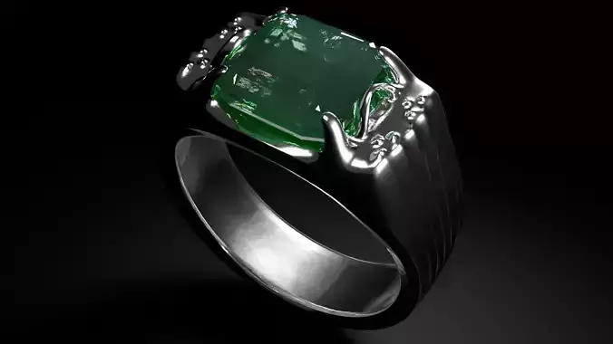 Emerald Signet Ring Low-poly 3D model