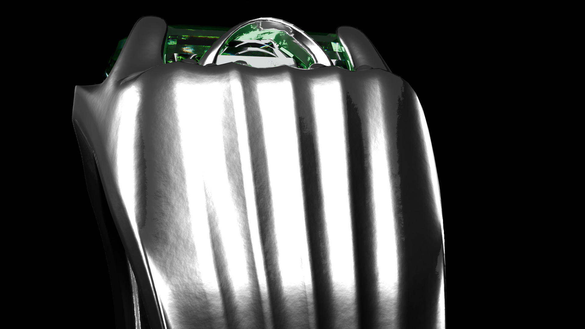 Emerald Signet Ring Low-poly 3D model_7