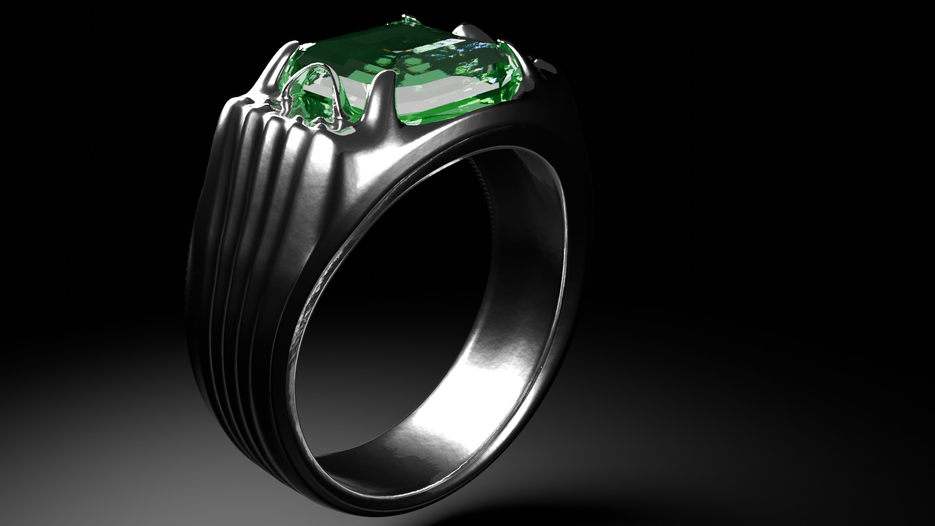 Emerald Signet Ring Low-poly 3D model_2