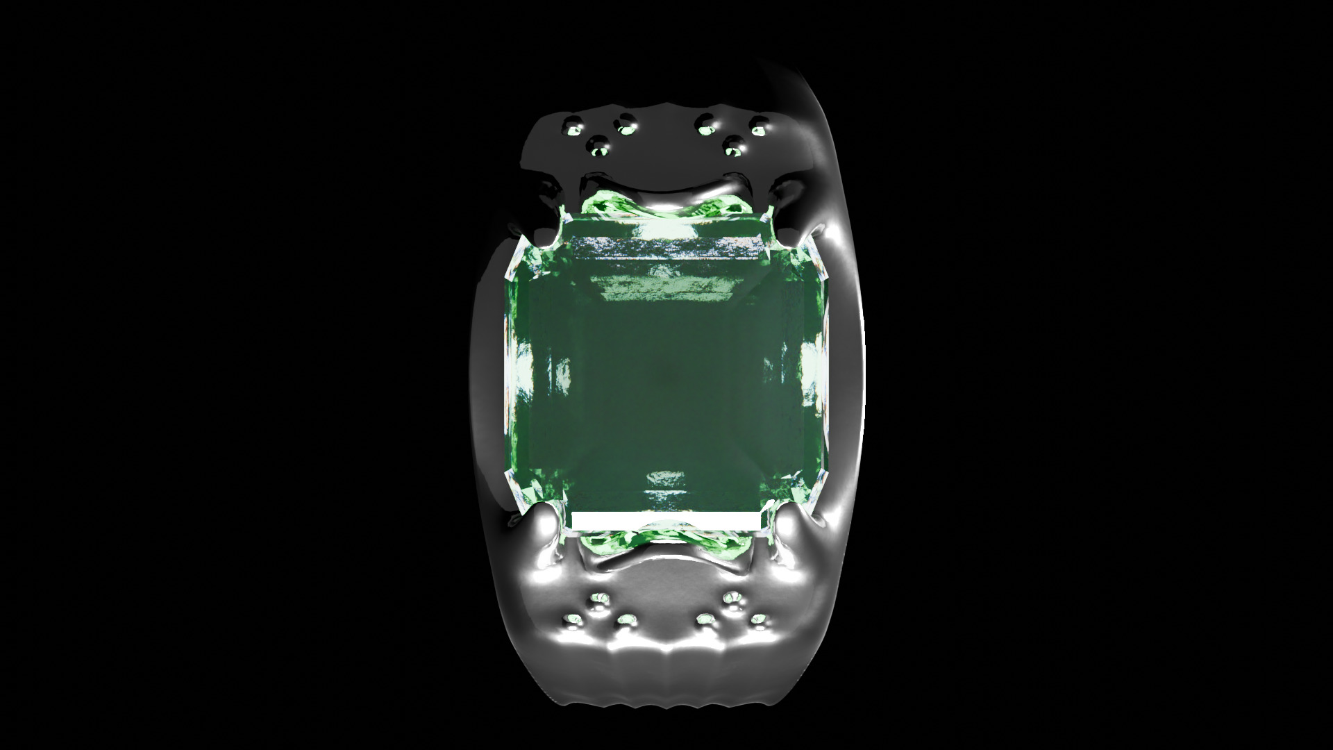 Emerald Signet Ring Low-poly 3D model_5