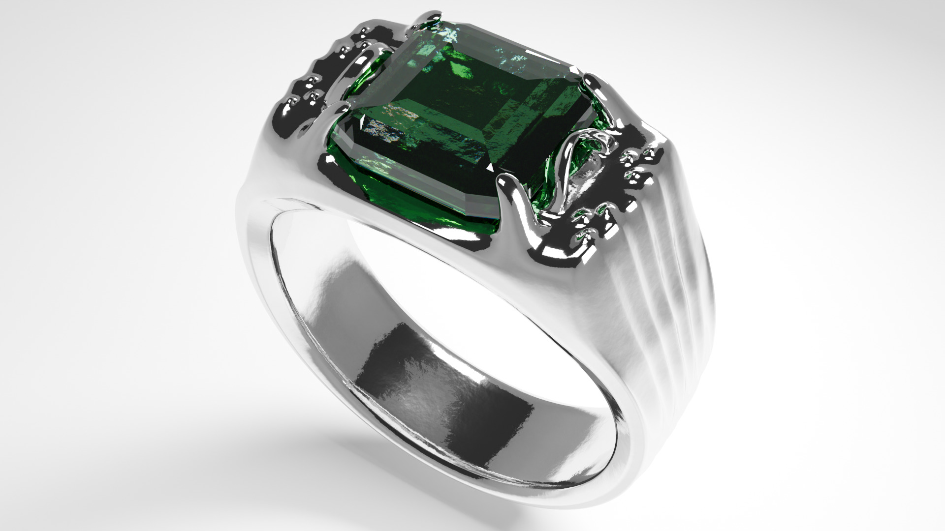 Emerald Signet Ring Low-poly 3D model_1