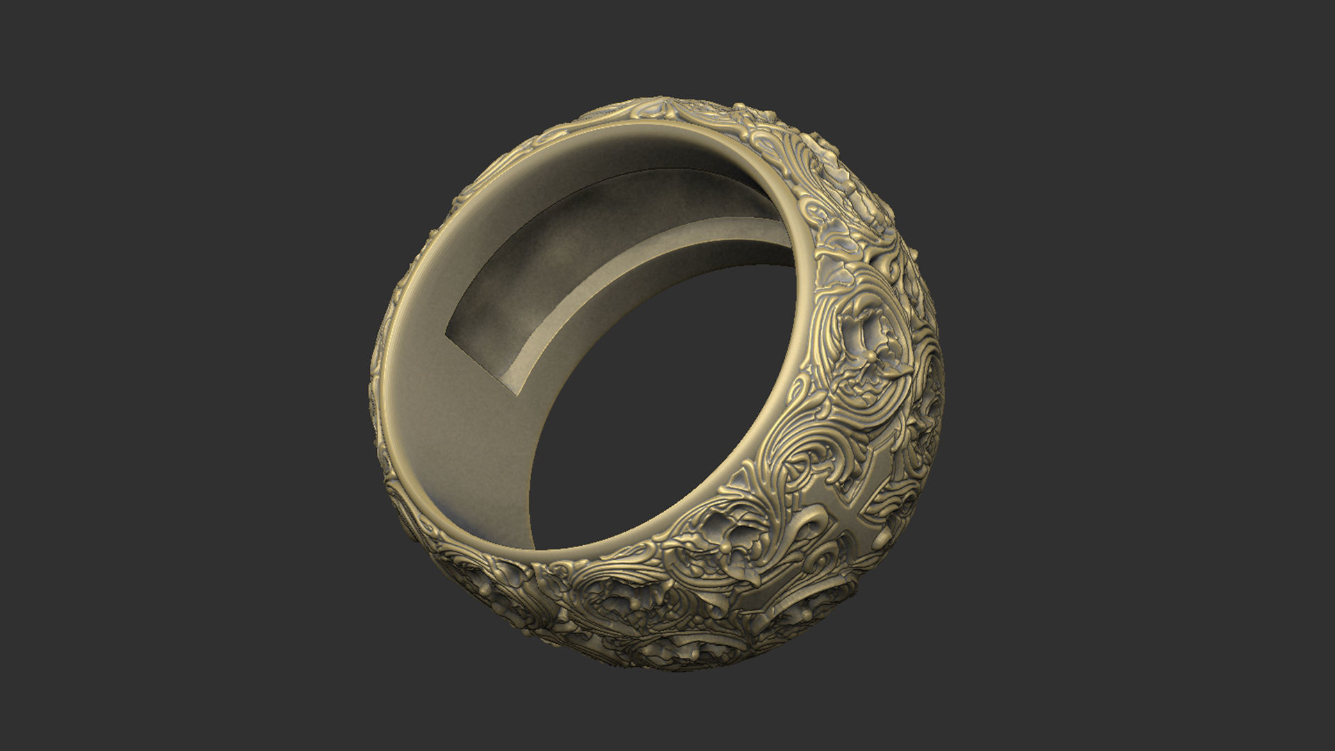 royal luxury ring pattern gothic design 3D print model_1