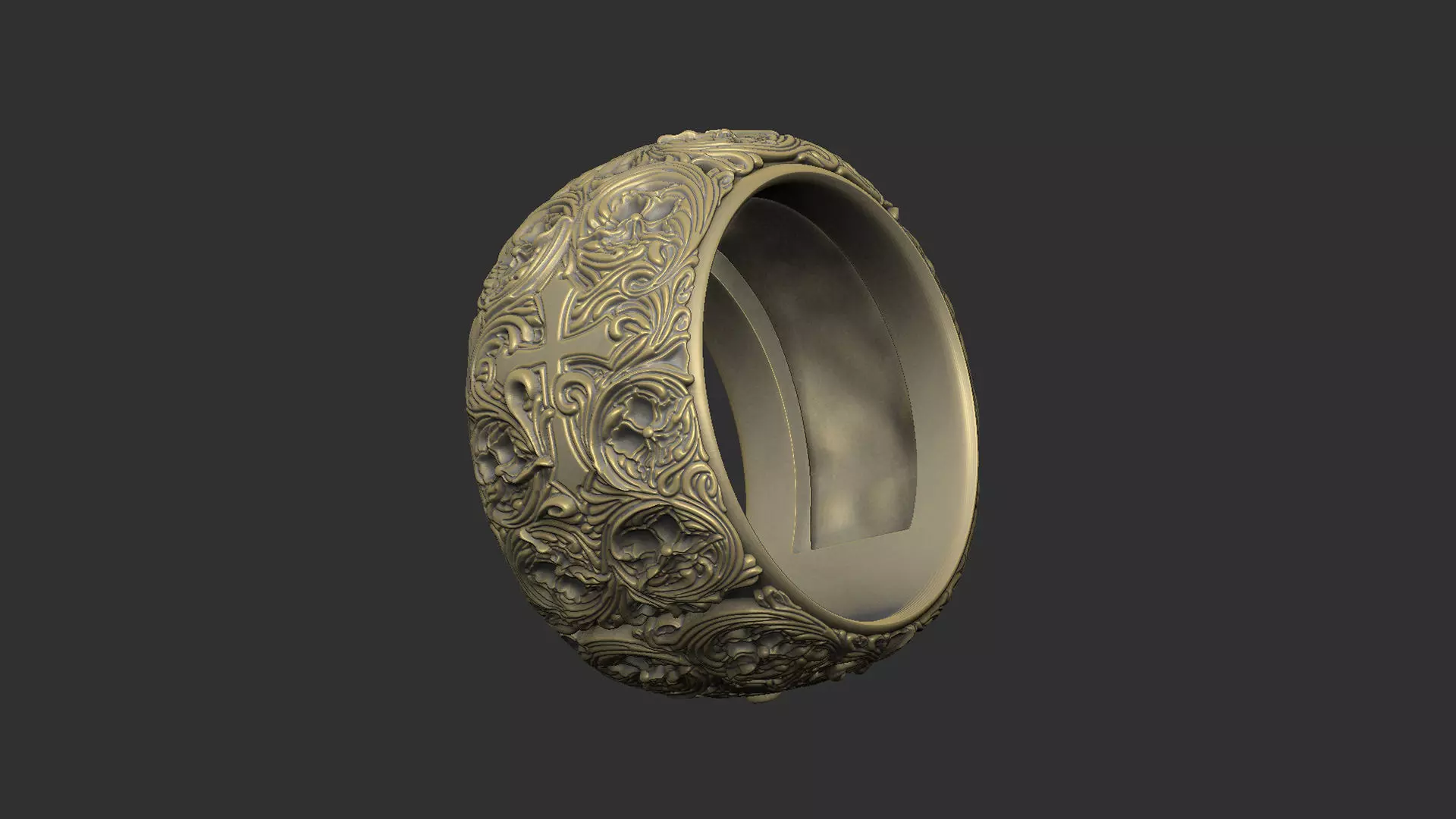 royal luxury ring pattern gothic design 3D print model_0