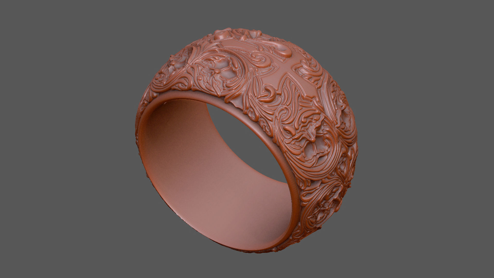 royal luxury ring pattern gothic design 3D print model_5