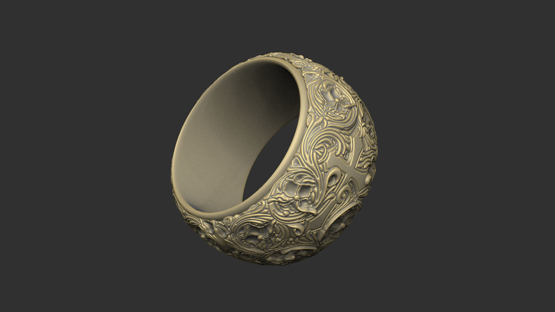 royal luxury ring pattern gothic design 3D print model_3