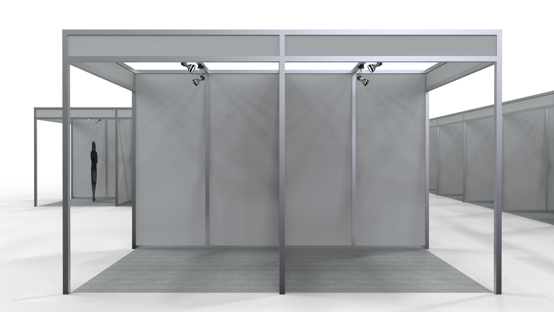 Fair Center with 2x2 Modular Exhibition Stands 3D model_7