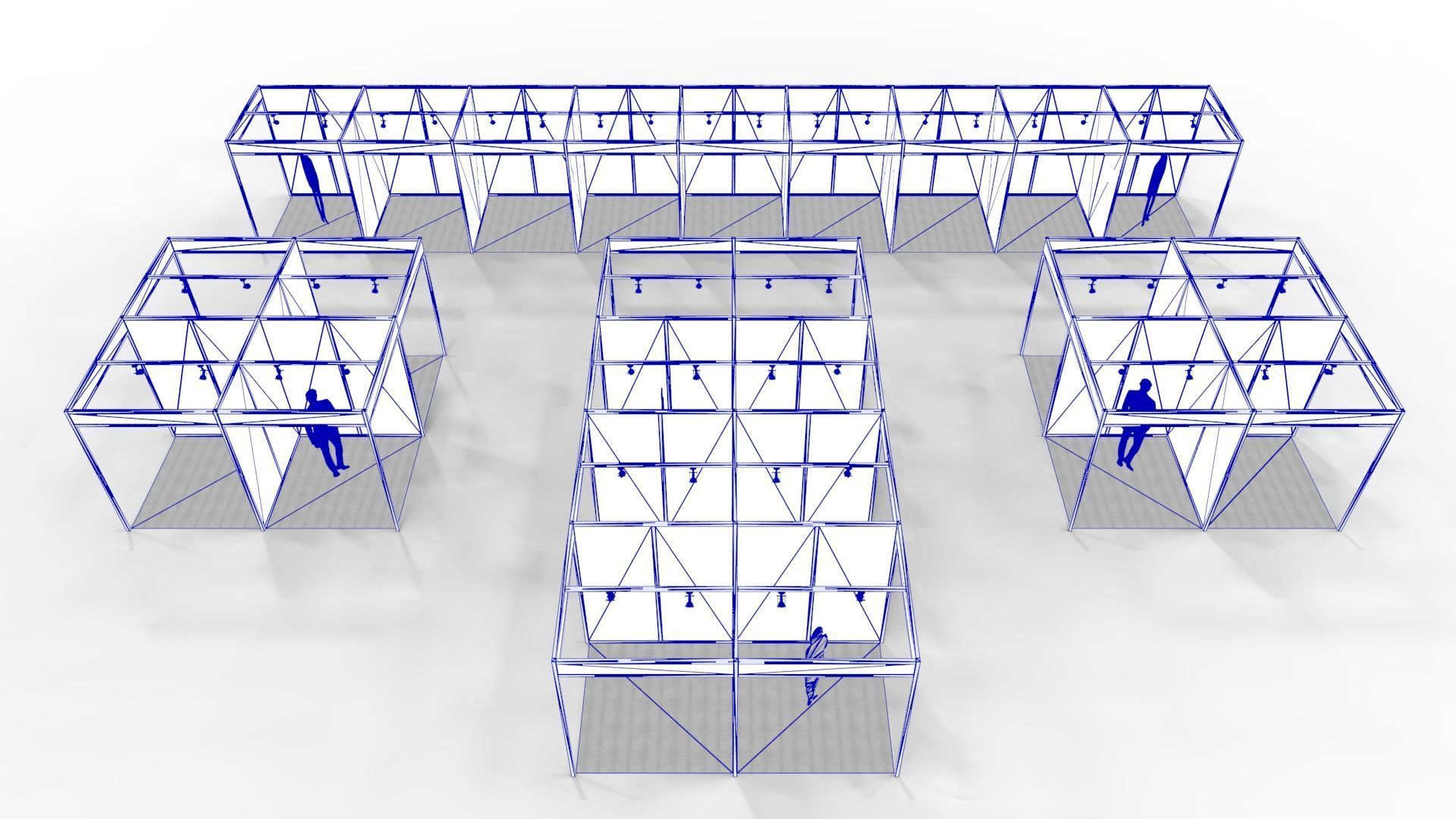 Fair Center with 2x2 Modular Exhibition Stands 3D model_15