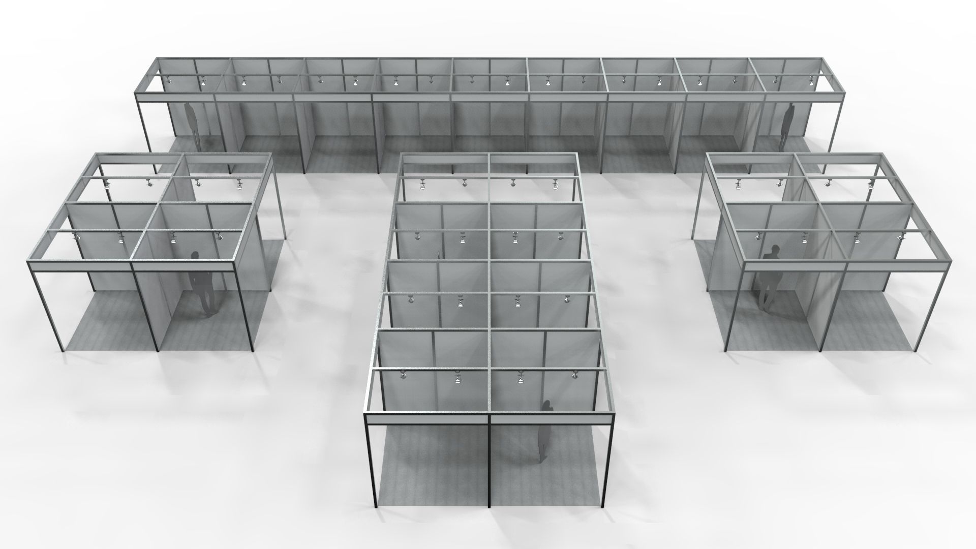 Fair Center with 2x2 Modular Exhibition Stands 3D model_2