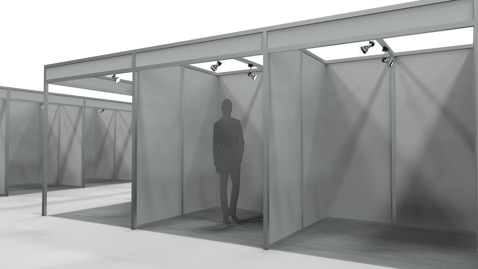 Fair Center with 2x2 Modular Exhibition Stands 3D model_9
