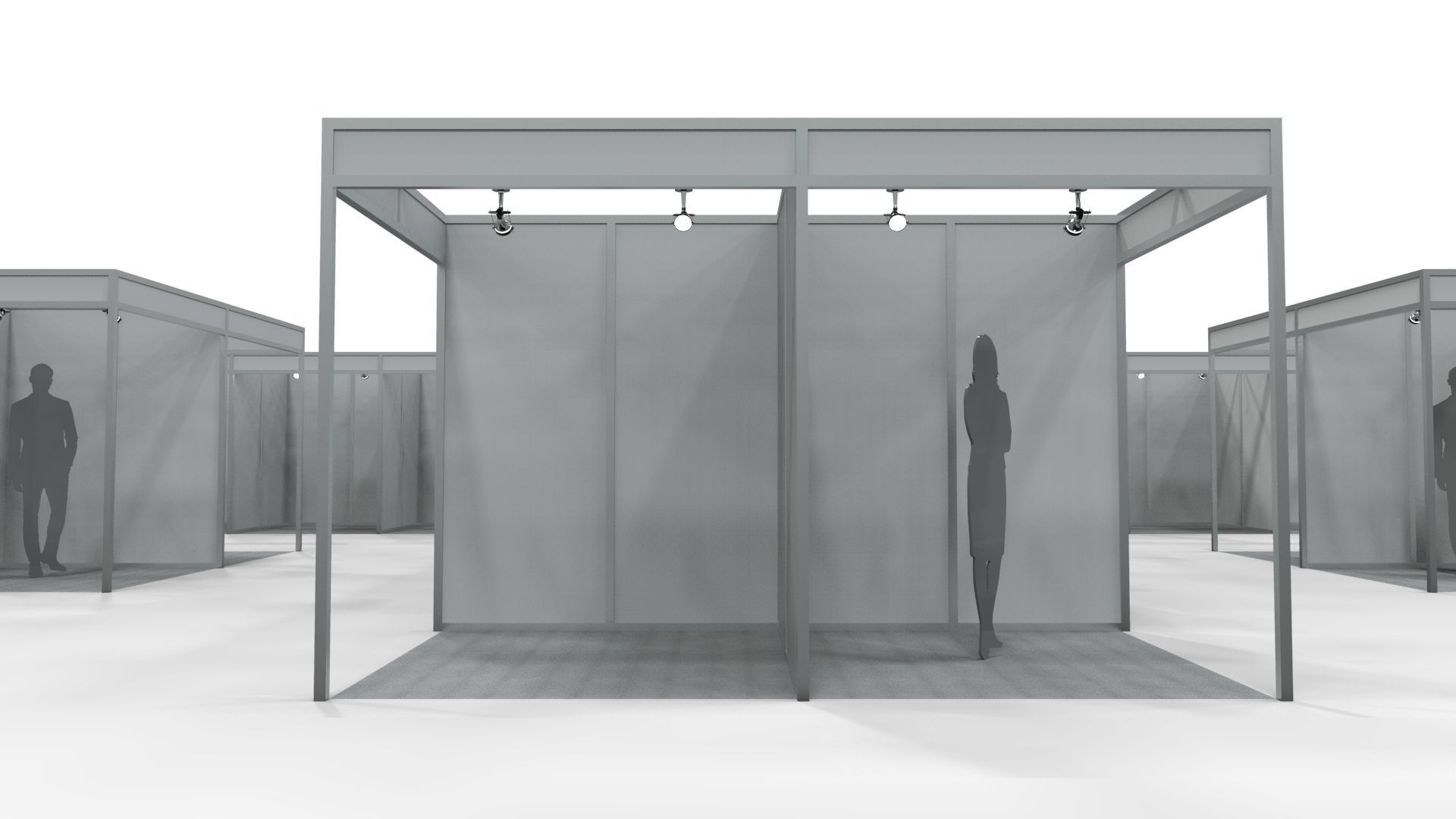 Fair Center with 2x2 Modular Exhibition Stands 3D model_8