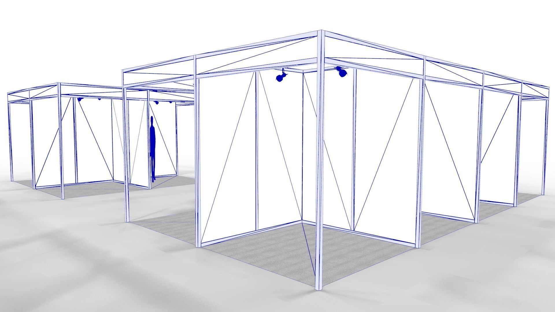 Fair Center with 2x2 Modular Exhibition Stands 3D model_13