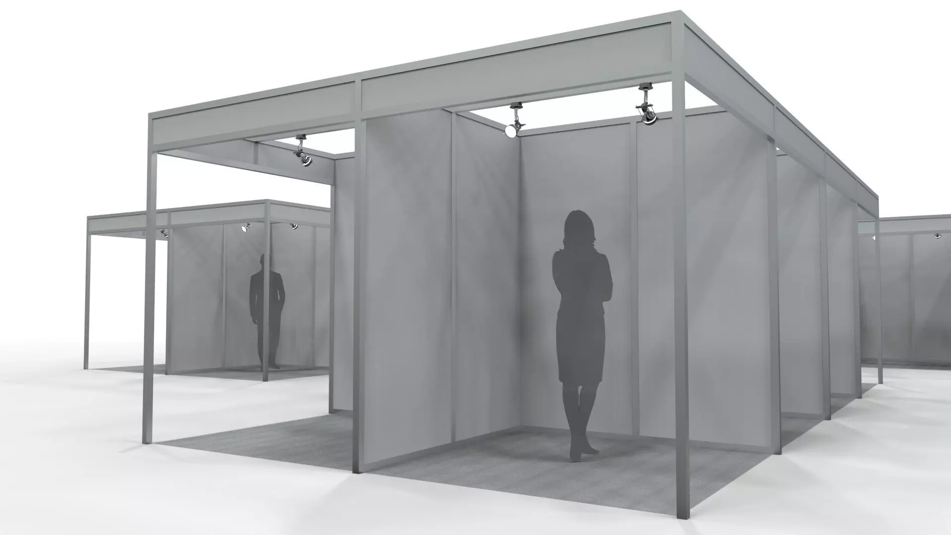 Fair Center with 2x2 Modular Exhibition Stands 3D model_0
