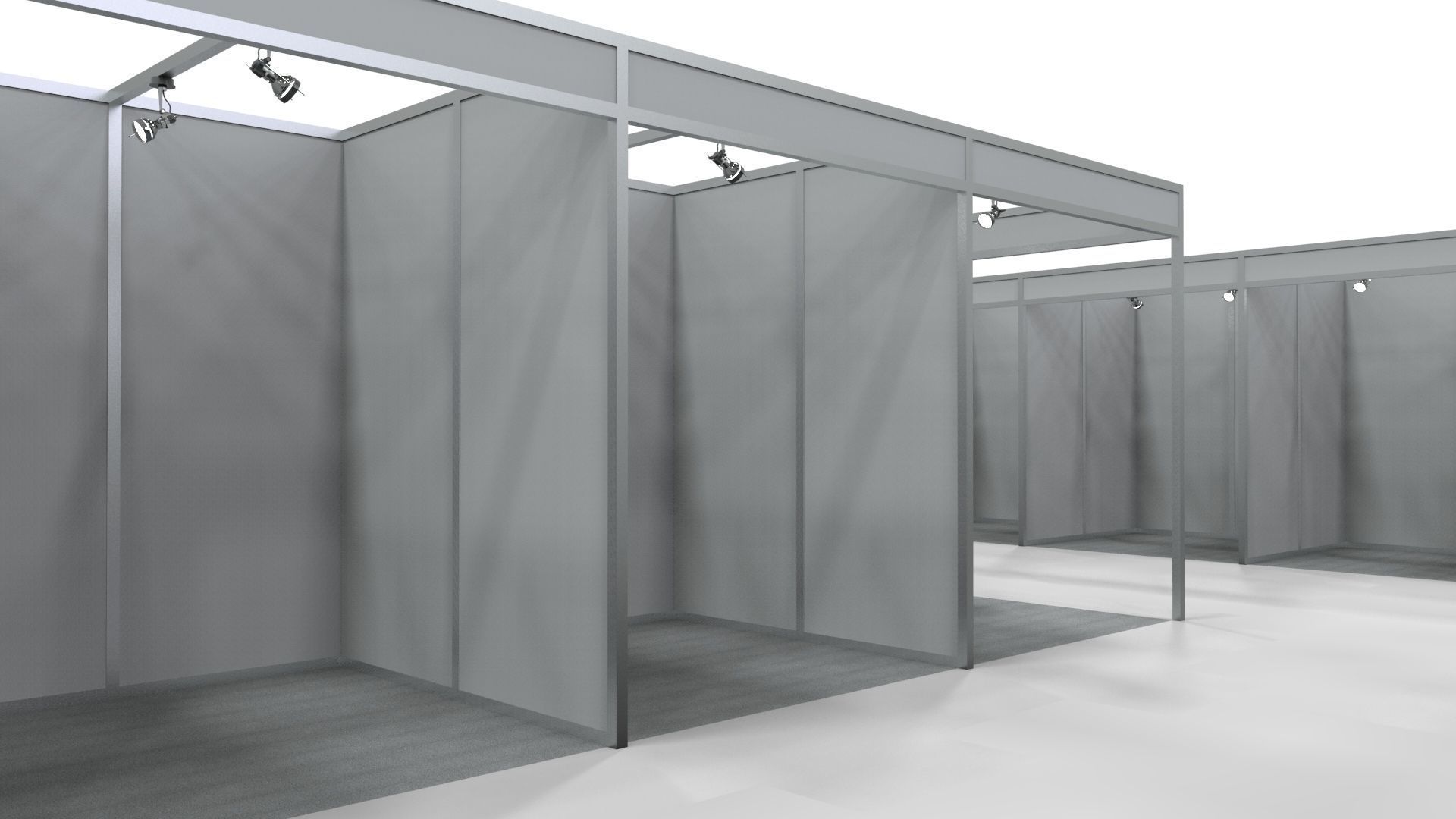 Fair Center with 2x2 Modular Exhibition Stands 3D model_3