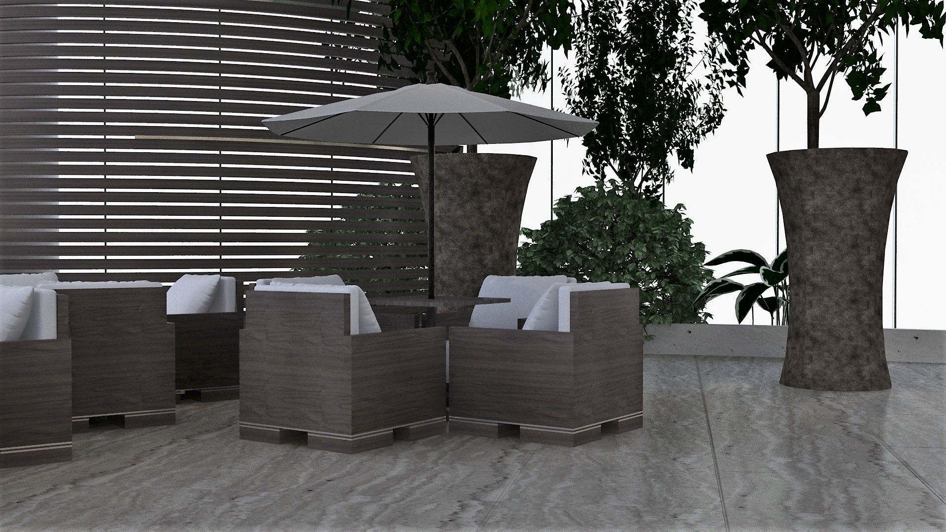 Indoor Pool with Patio Set 3D model_9