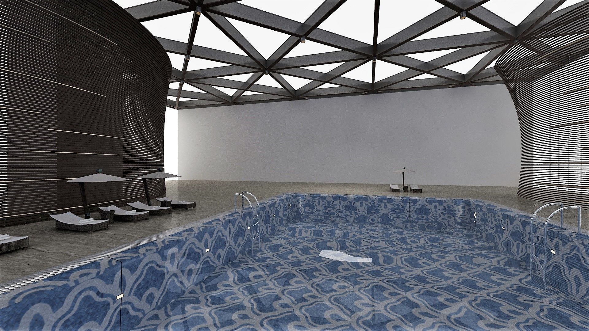 Indoor Pool with Patio Set 3D model_5